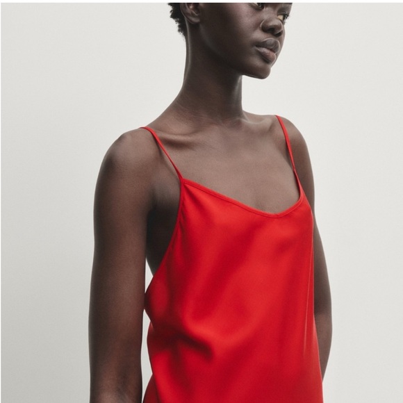 Massimo Dutti NWT satin red camisole dress - Picture 3 of 4
